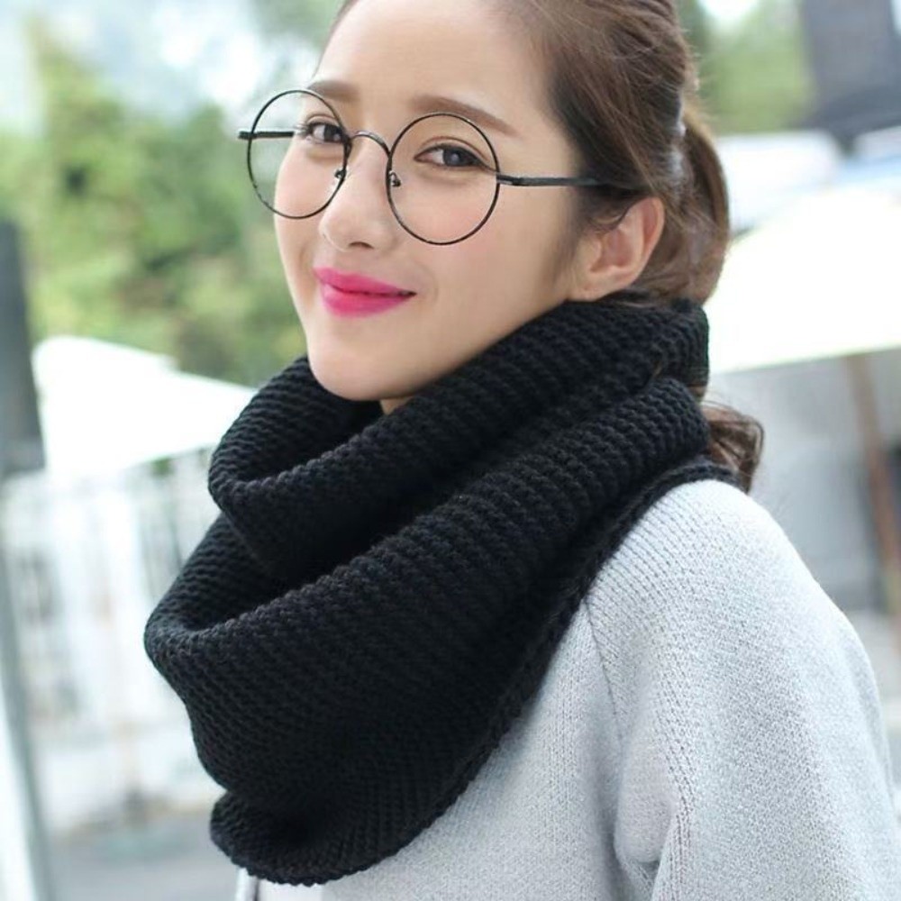 Infinity Scarf Knit - Sıcak Düz Renk Sonsuz Döngü Eşarp