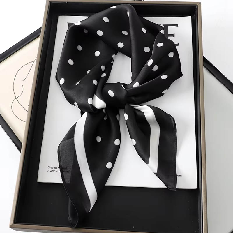 Scarf Silk Square - Lüks Bayan Saç Noktası Desenli Eşarp
